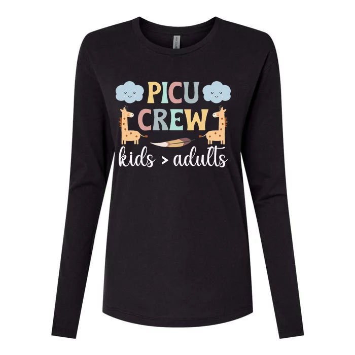 PICU Crew PICU Nurse Squad Pediatric Intensive Care Unit Womens Cotton Relaxed Long Sleeve T-Shirt