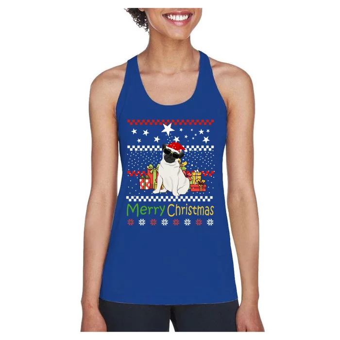 Pug Christmas Pug Lovers Funny Christmas Pug Great Gift Women's Racerback Tank