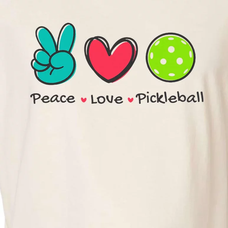 Pickleball Court Play Funny Peace & Love Design Garment-Dyed Women's Muscle Tee