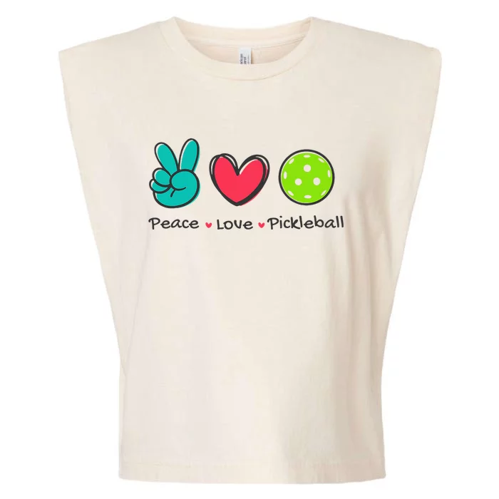 Pickleball Court Play Funny Peace & Love Design Garment-Dyed Women's Muscle Tee