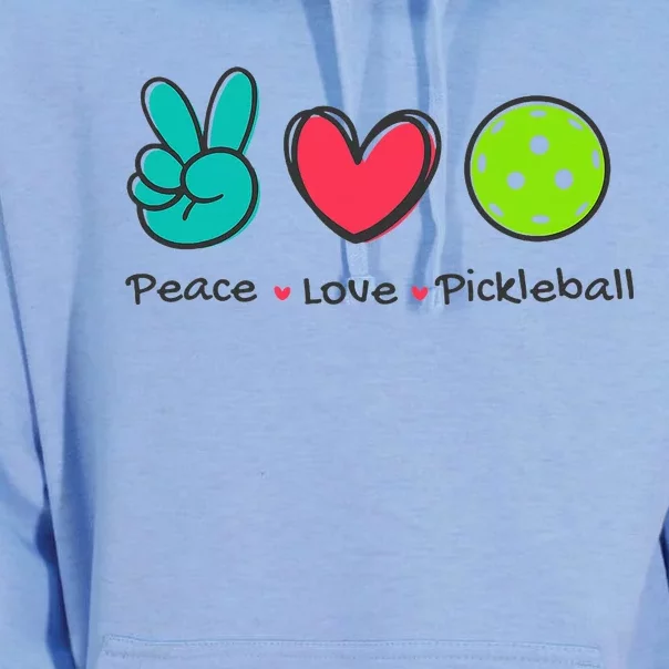 Pickleball Court Play Funny Peace & Love Design Unisex Surf Hoodie