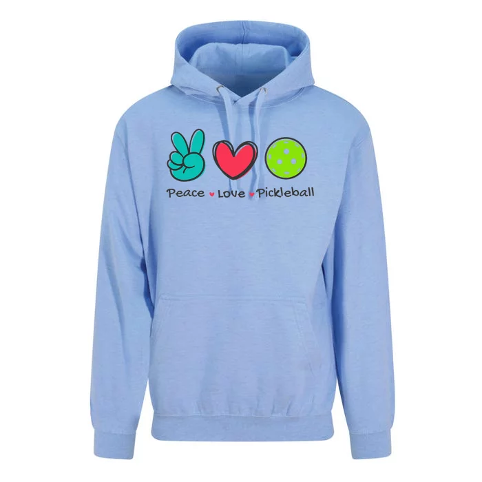 Pickleball Court Play Funny Peace & Love Design Unisex Surf Hoodie