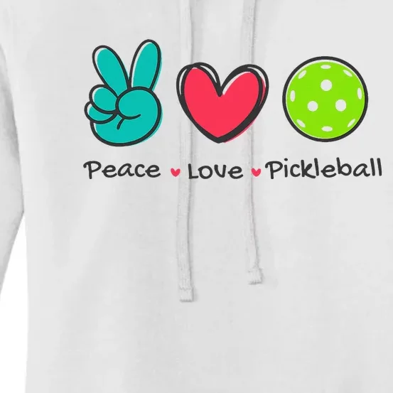 Pickleball Court Play Funny Peace & Love Design Women's Pullover Hoodie