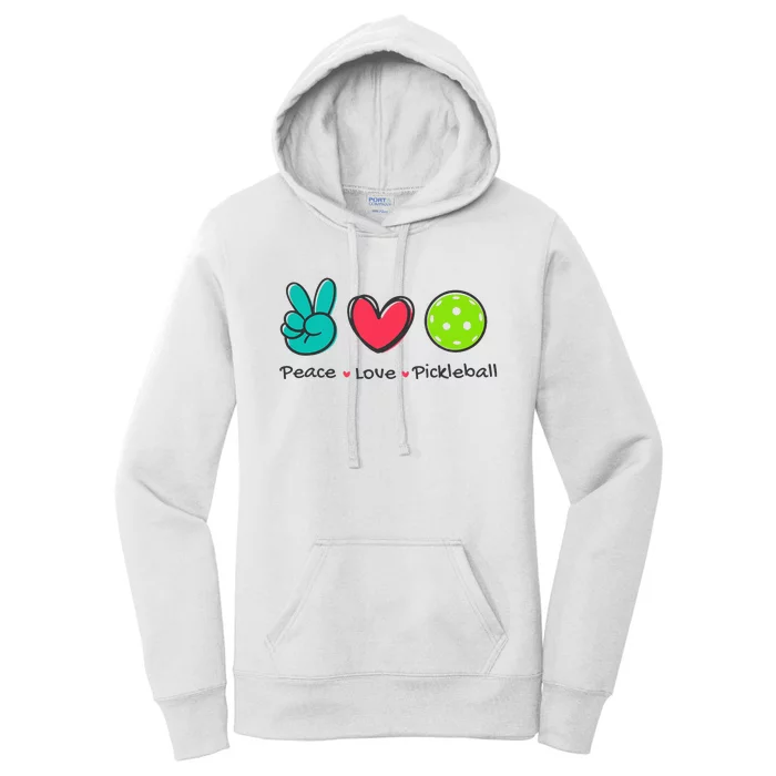 Pickleball Court Play Funny Peace & Love Design Women's Pullover Hoodie