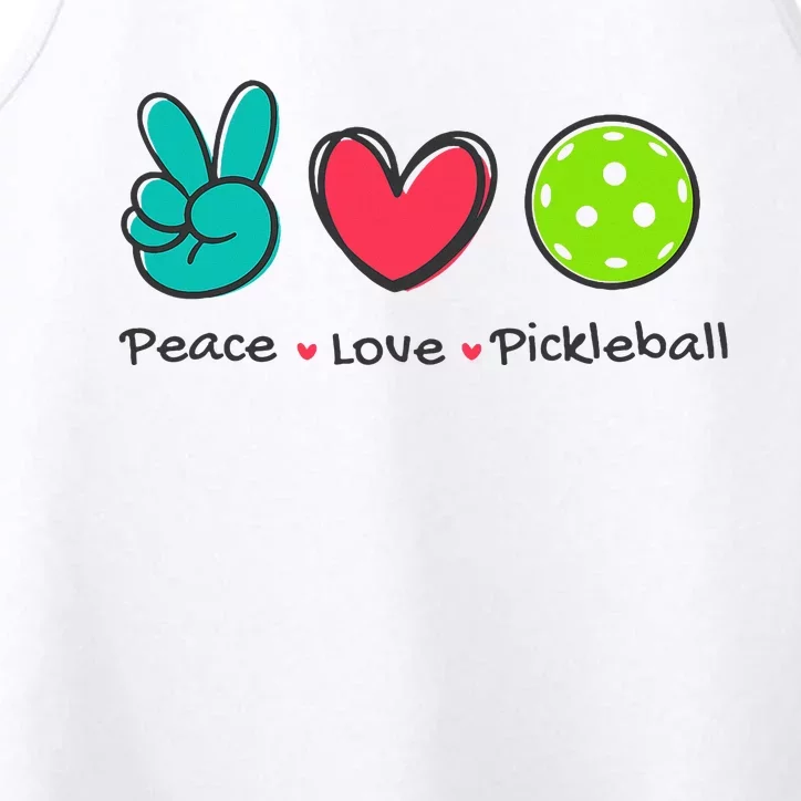 Pickleball Court Play Funny Peace & Love Design Performance Tank