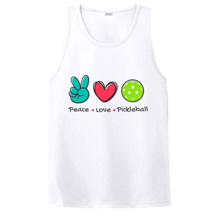 Pickleball Court Play Funny Peace & Love Design Performance Tank