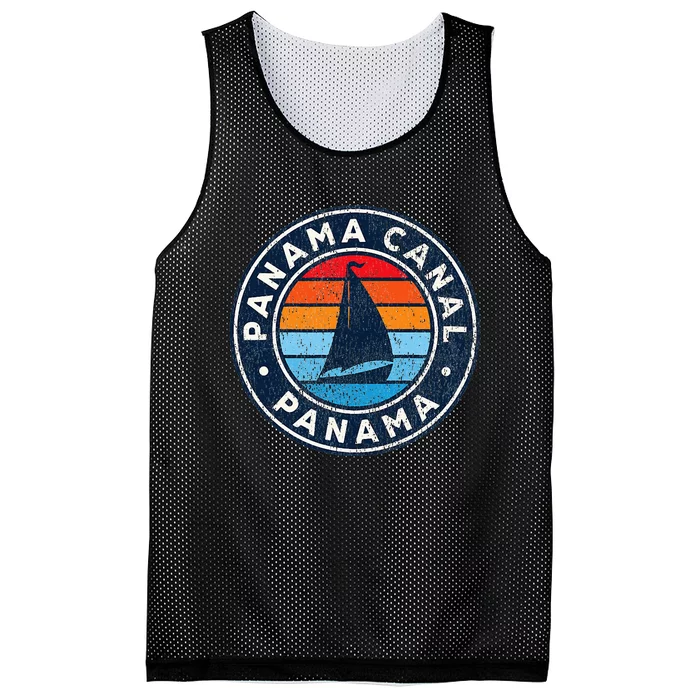 Panama Canal Panama Vintage Sailboat Retro 70s Mesh Reversible Basketball Jersey Tank