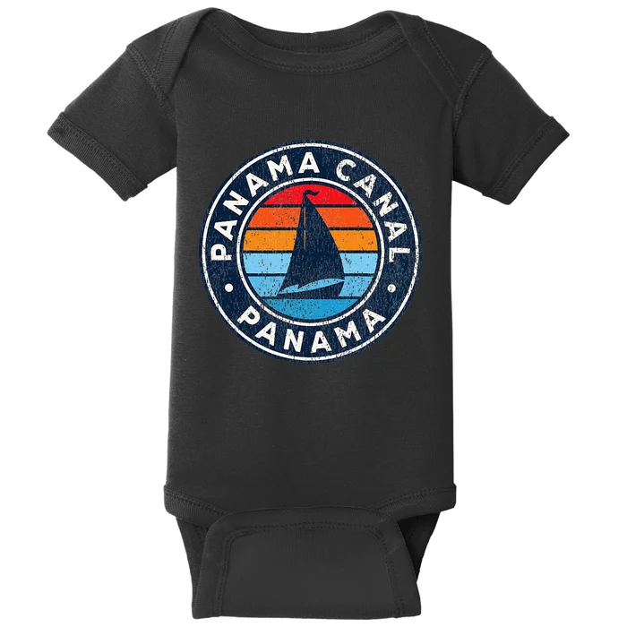 Panama Canal Panama Vintage Sailboat Retro 70s Baby Bodysuit