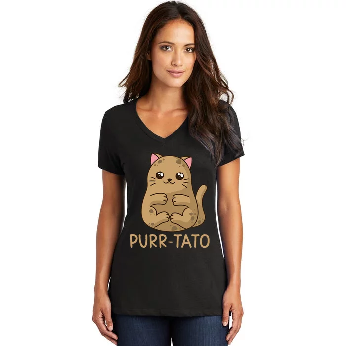 Purrtato Cat Potato Cat Lover Idaho Potatoes Women's V-Neck T-Shirt