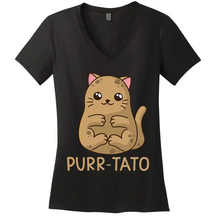 Purrtato Cat Potato Cat Lover Idaho Potatoes Women's V-Neck T-Shirt