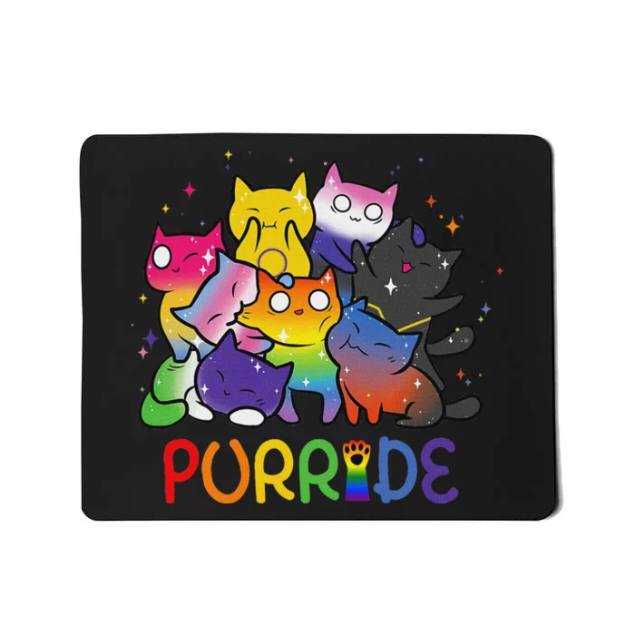 Purride Cat Pride Ally Lgbt Rainbow Animal Lovers Women Mousepad