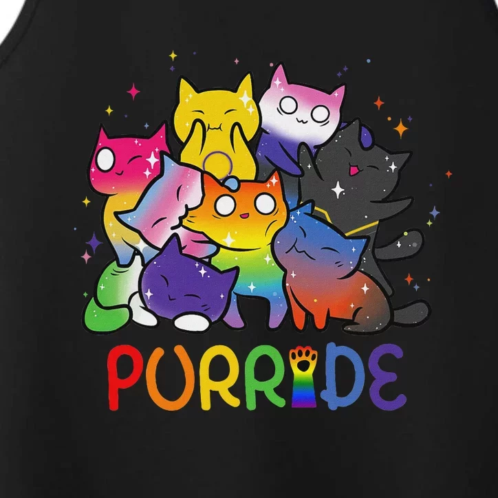 Purride Cat Pride Ally Lgbt Rainbow Animal Lovers Women Performance Tank