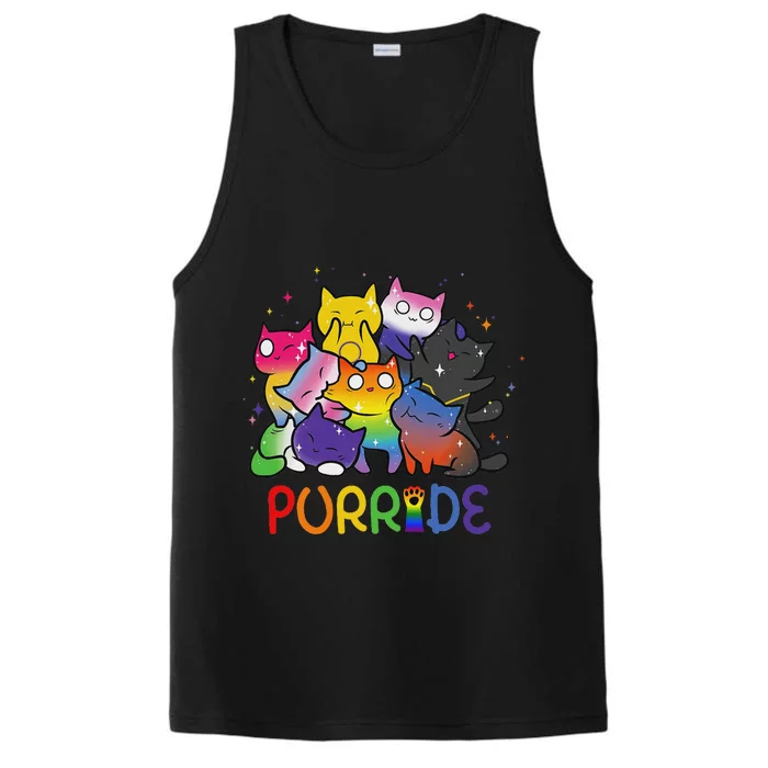 Purride Cat Pride Ally Lgbt Rainbow Animal Lovers Women Performance Tank