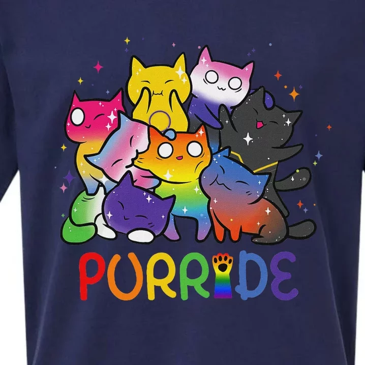 Purride Cat Pride Ally Lgbt Rainbow Animal Lovers Women Sueded Cloud Jersey T-Shirt