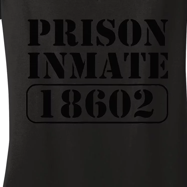 Prisoner Costume Prison Inmate County Jail Halloween Women's V-Neck T-Shirt