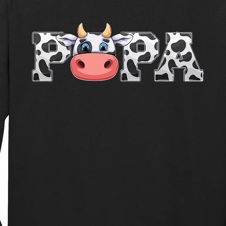 Papa Cow Print Cow Animal Pattern Farmer Cow Father Papa Tall Long Sleeve T-Shirt