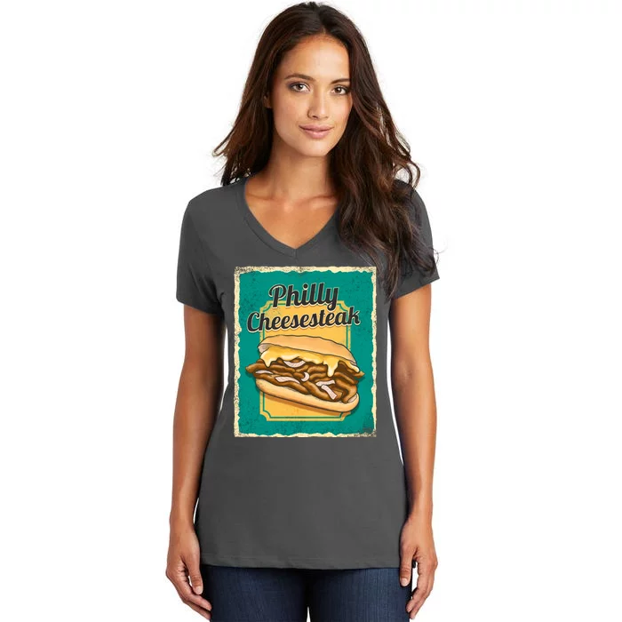 Philly Cheesesteak Women's V-Neck T-Shirt