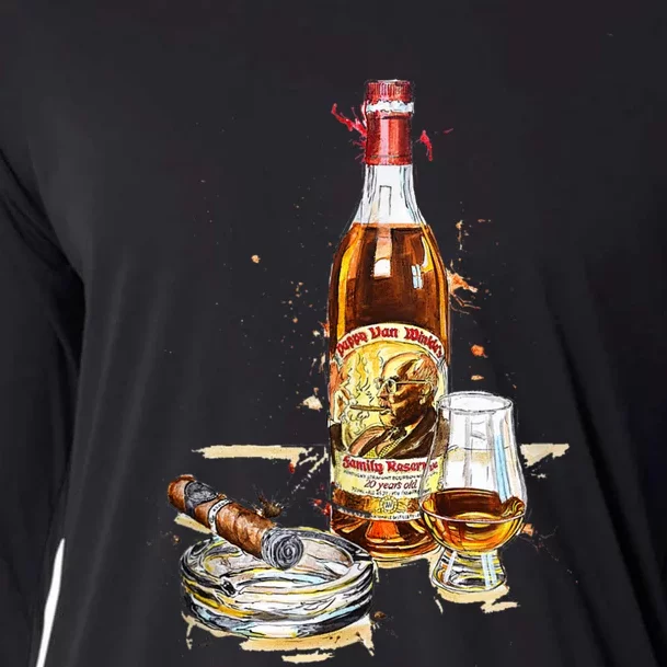 Pappy & Cigar Painting, Blantons, Buffalo Trace Cooling Performance Long Sleeve Crew