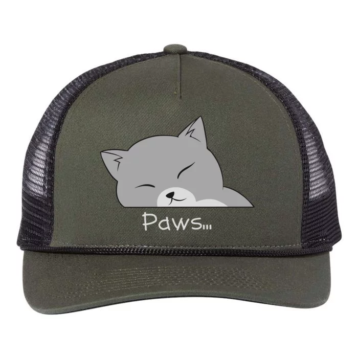 Paws Cat Retro Rope Trucker Hat Cap