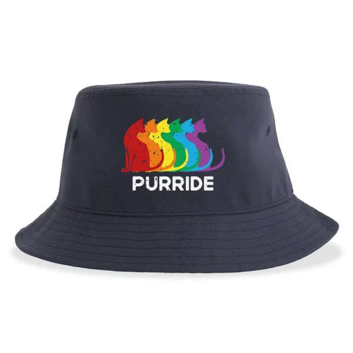 Purride Cat Pride Ally Lgbt Community Rainbow Pride Sustainable Bucket Hat