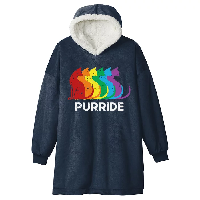 Purride Cat Pride Ally Lgbt Community Rainbow Pride Hooded Wearable Blanket