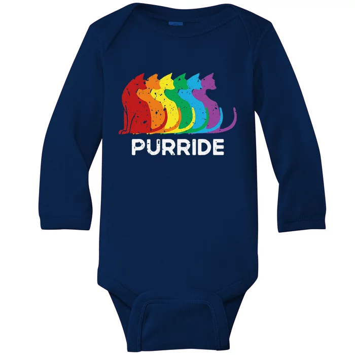 Purride Cat Pride Ally Lgbt Community Rainbow Pride Baby Long Sleeve Bodysuit