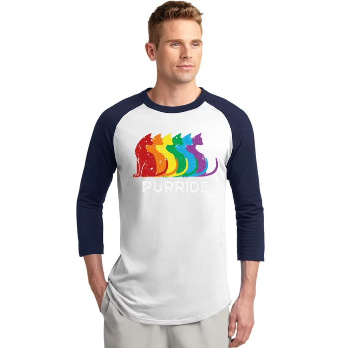 Purride Cat Pride Ally Lgbt Community Rainbow Pride Baseball Sleeve Shirt