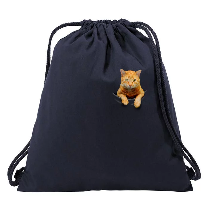 Pocket Cat Drawstring Bag