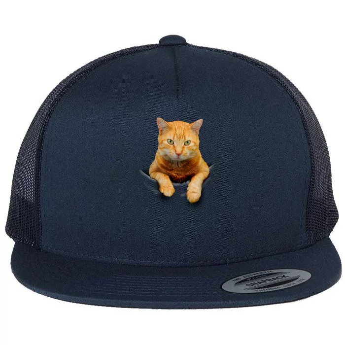 Pocket Cat Flat Bill Trucker Hat