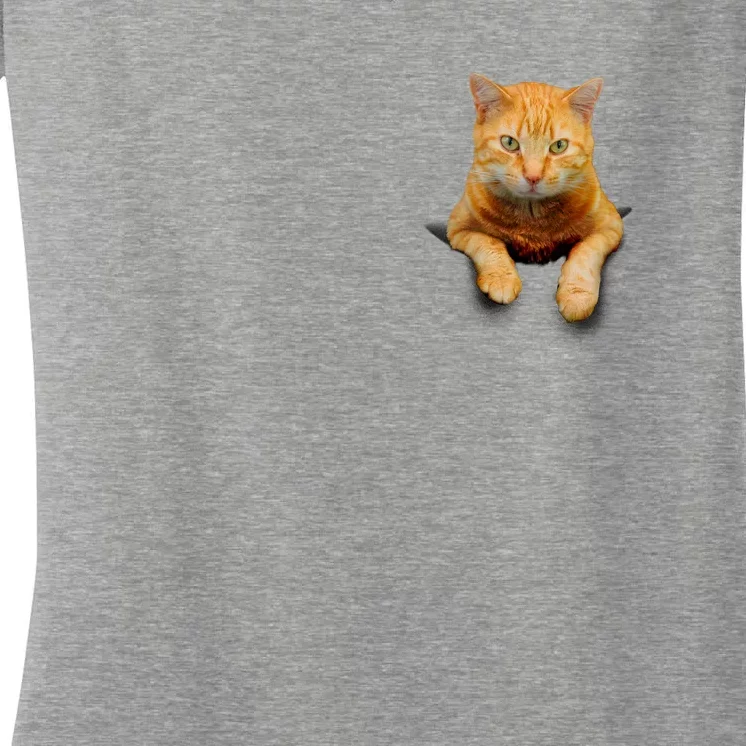 Pocket Cat Women's V-Neck T-Shirt