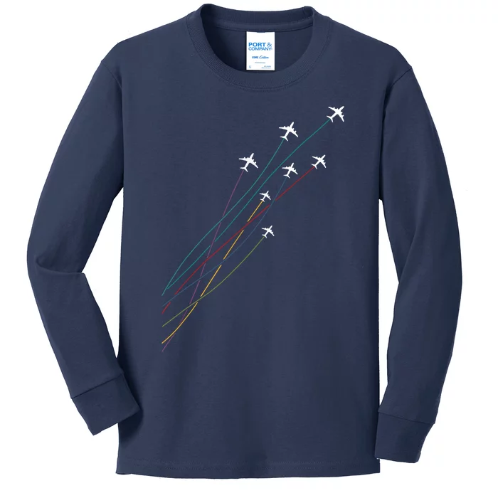 Pilot Commercial Passenger Airplanes Aeroplanes Airline Gift Kids Long Sleeve Shirt