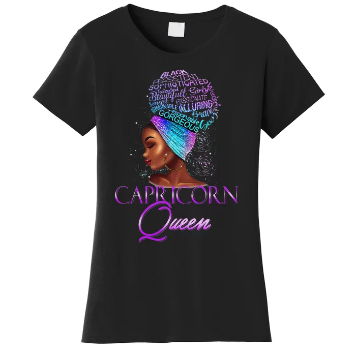 Purple Capricorn Queen African American December January Women's T-Shirt