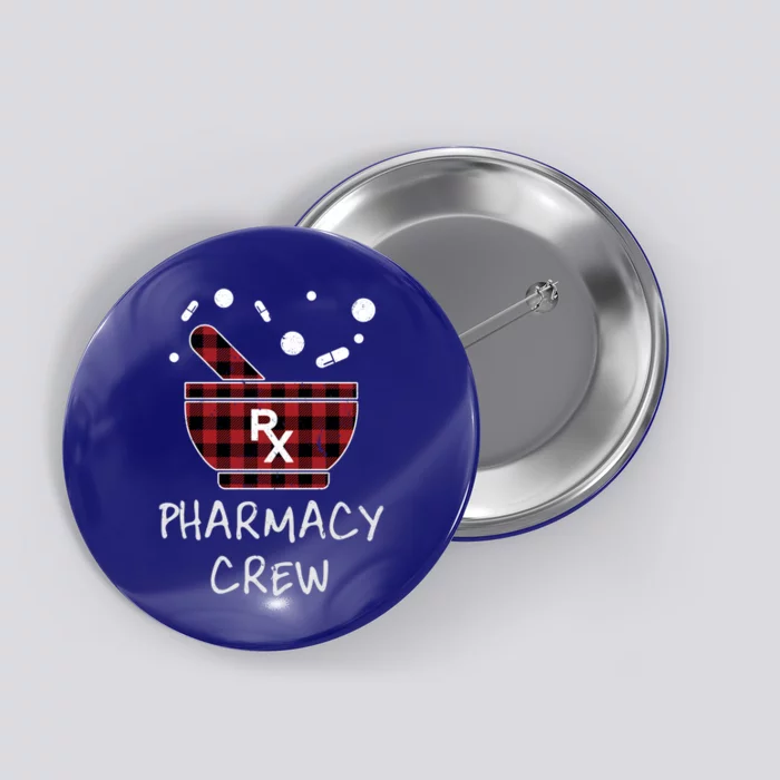 Pharmacy Crew Red Plaid Pharmacist Bowl Pills Christmas Gift Button