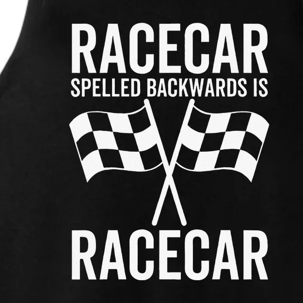 Pit Crew Race Car Checkered Flag Team Auto Racing Ladies Tri-Blend Wicking Tank