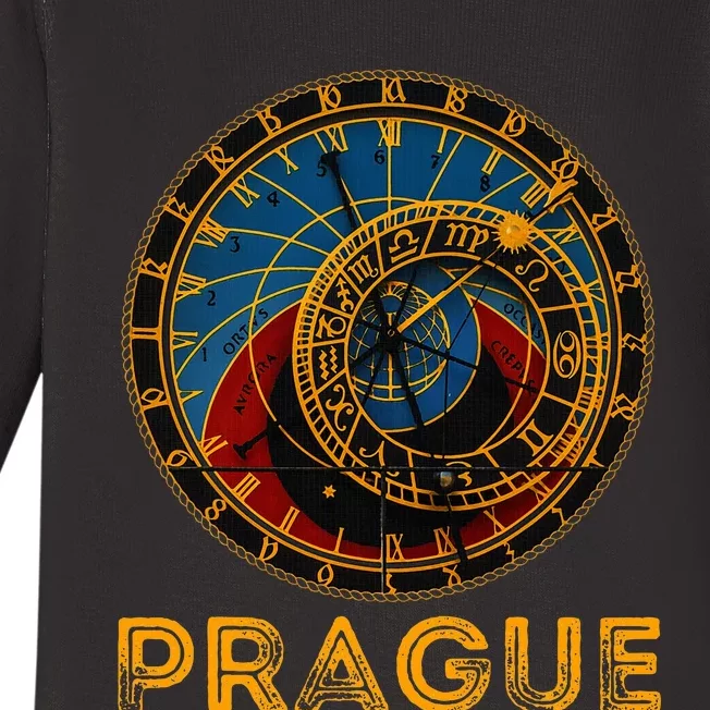 Prague Czech Republic Souvenir Astronomical Clock Prague Baby Long Sleeve Bodysuit