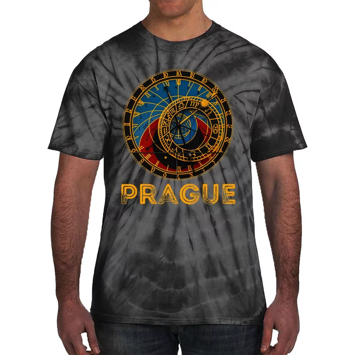 Prague Czech Republic Souvenir Astronomical Clock Prague Tie-Dye T-Shirt