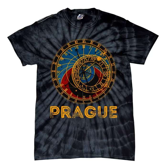 Prague Czech Republic Souvenir Astronomical Clock Prague Tie-Dye T-Shirt