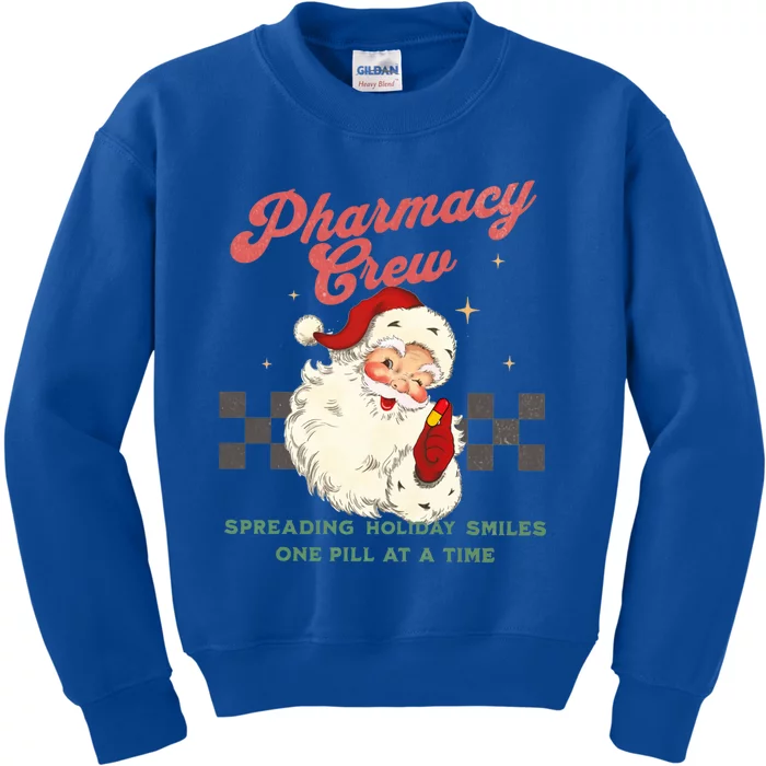 Pharmacy Crew Retro Vintage Santa Christmas Pharmacy Tech Funny Gift Kids Sweatshirt