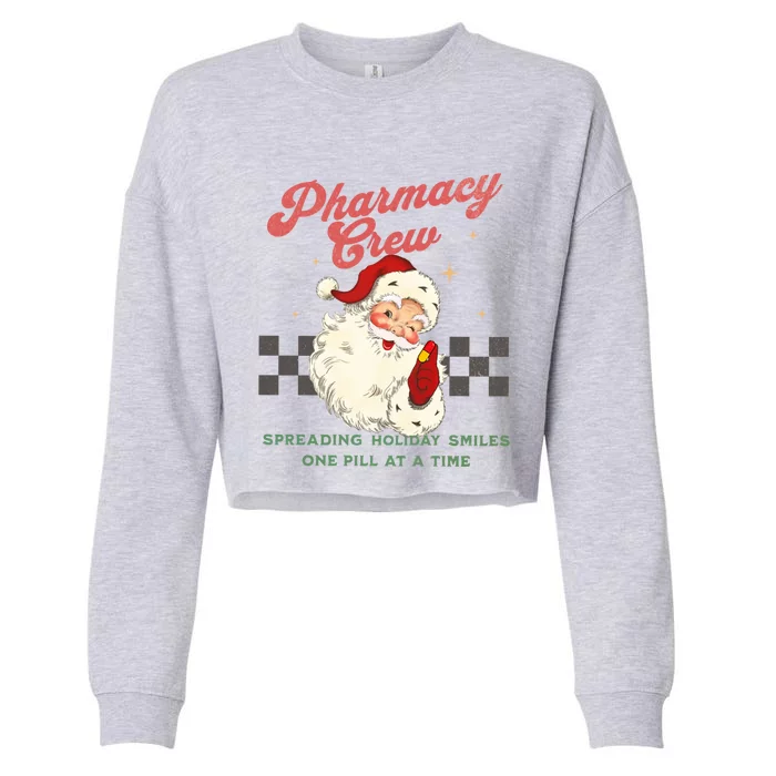 Pharmacy Crew Retro Vintage Santa Christmas Pharmacy Tech Funny Gift Cropped Pullover Crew