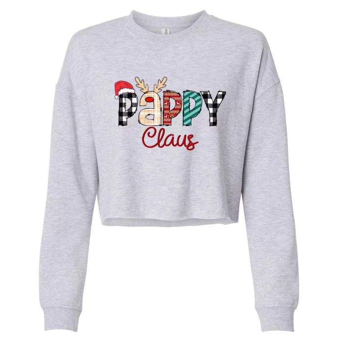 Pappy Claus Reindeer Christmas Gift Cropped Pullover Crew