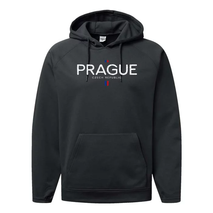 Prague Czech Republic Retro Vintage Performance Fleece Hoodie