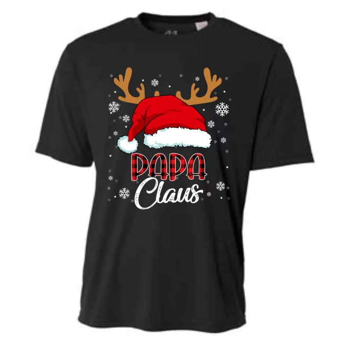 Papa Claus Red Plaid Santa Reindeer Matching Xmas Family Great Gift Cooling Performance Crew T-Shirt