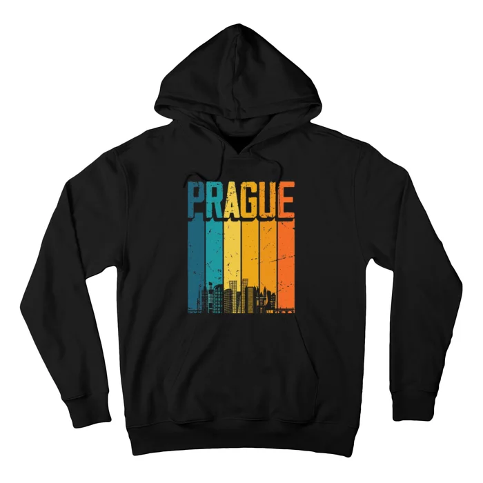 Prague Czech Republic Retro Vintage Sunset Skyline Prague Hoodie