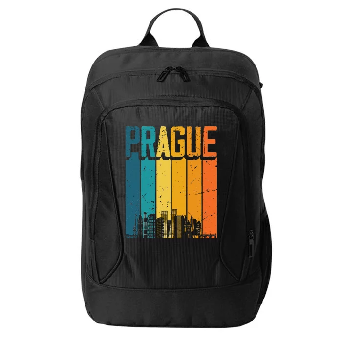 Prague Czech Republic Retro Vintage Sunset Skyline Prague City Backpack