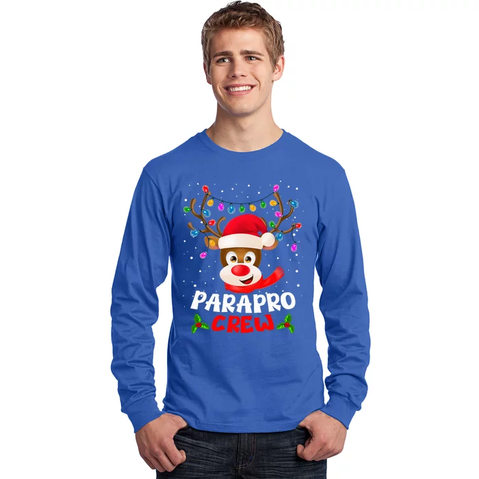 Parapro Crew Reindeer Santa Hat Christmas Lights Long Sleeve Shirt