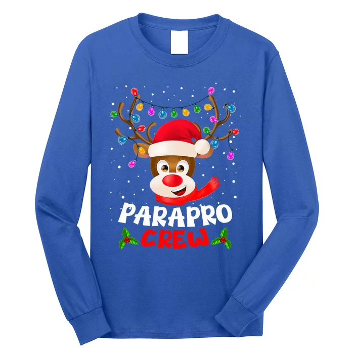 Parapro Crew Reindeer Santa Hat Christmas Lights Long Sleeve Shirt