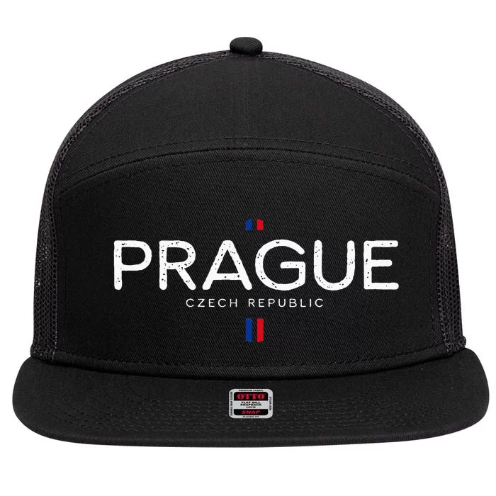 Prague Czech Republic Retro Vintage 7 Panel Mesh Trucker Snapback Hat