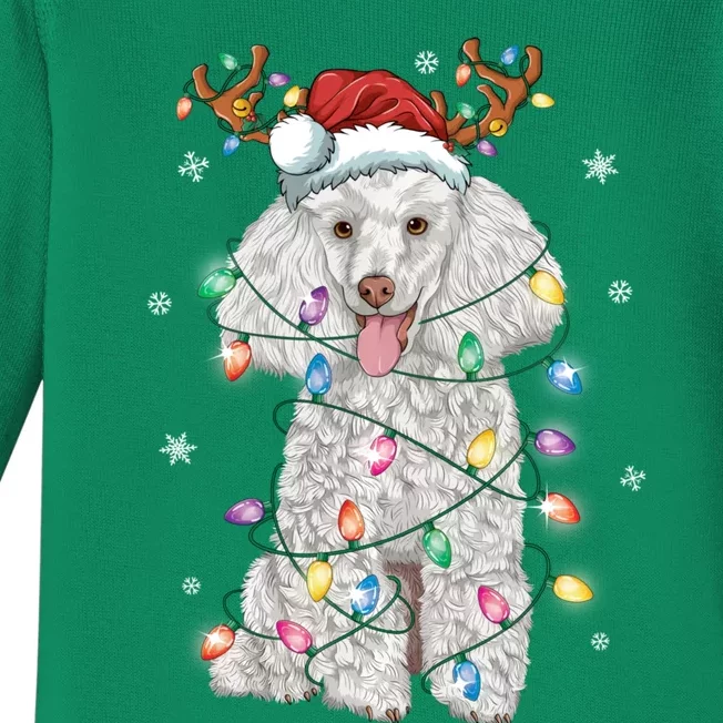 Poodle Christmas Reindeer Santa Hat Poodle Christmas Baby Long Sleeve Bodysuit