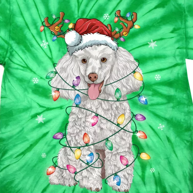 Poodle Christmas Reindeer Santa Hat Poodle Christmas Tie-Dye T-Shirt