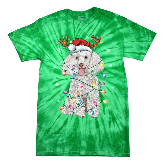 Poodle Christmas Reindeer Santa Hat Poodle Christmas Tie-Dye T-Shirt